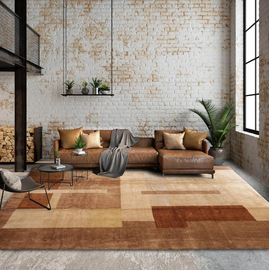 9x12 Beige Hand Knotted Tibetan Wool and Silk Michaelian & Kohlberg Modern & Contemporary Oriental Area Rug-0