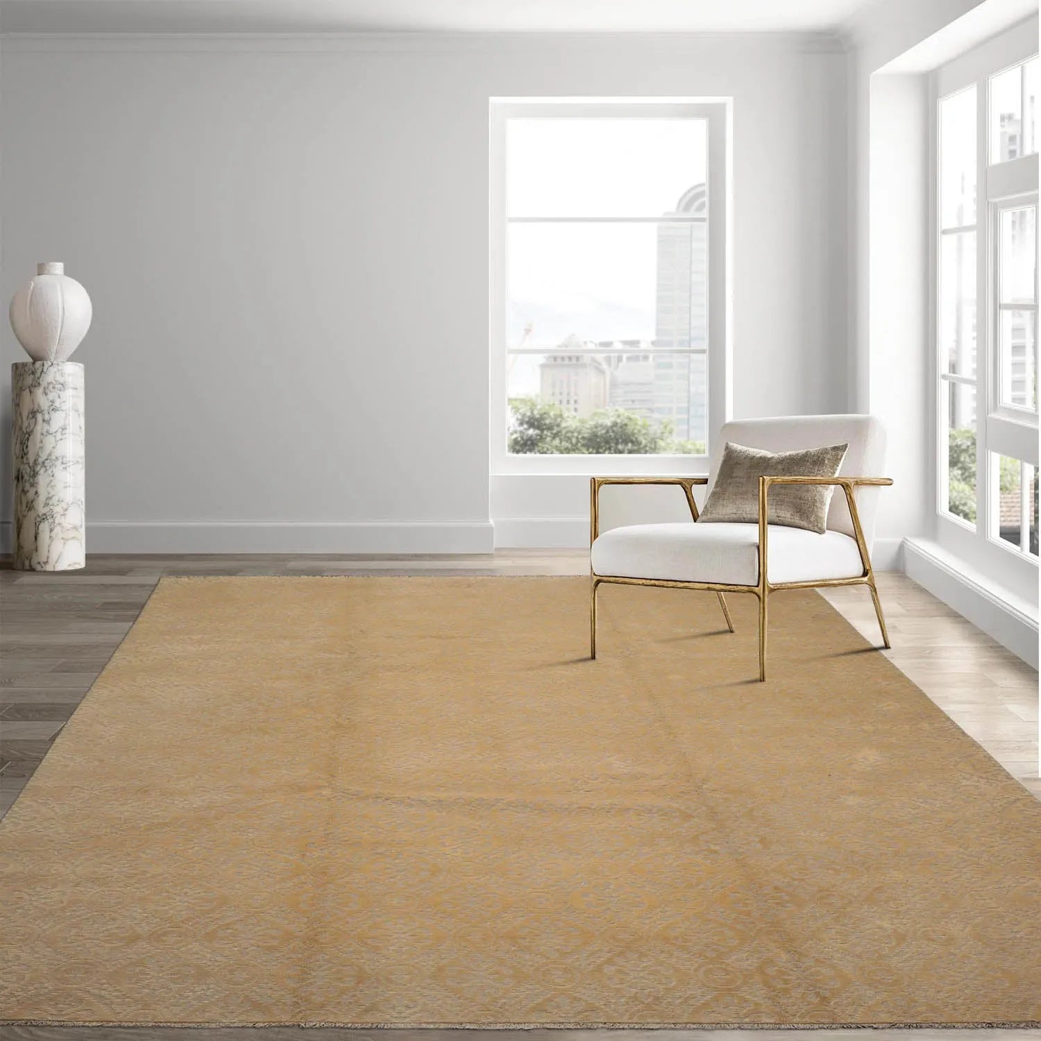 9x12 Gray Hand Knotted Tibetan Wool and Silk Modern & Contemporary Oriental Area Rug-0
