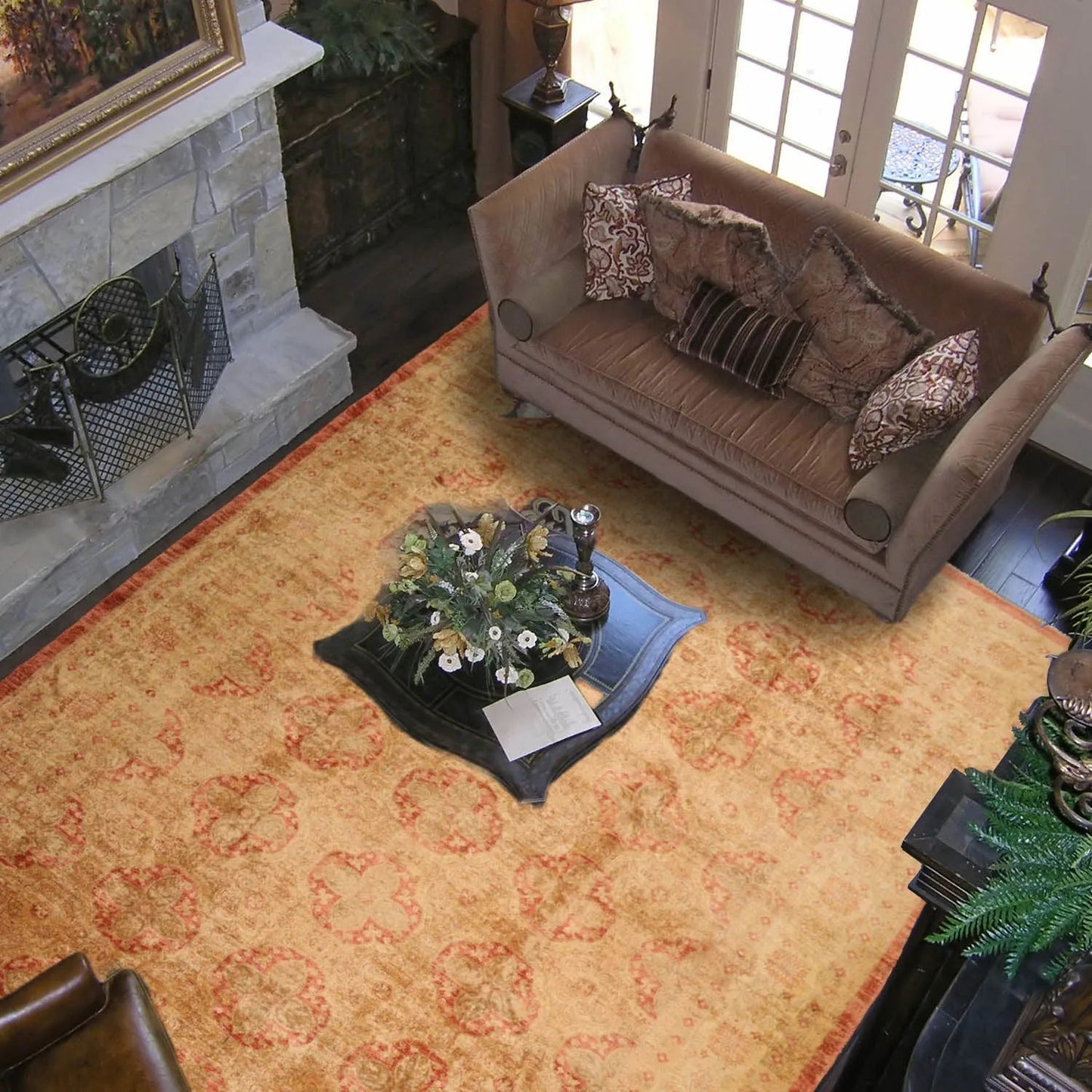 10x14 Gold Hand Knotted Afghan  Oushak  100% Wool Oushak Traditional Oriental Area Rug-0