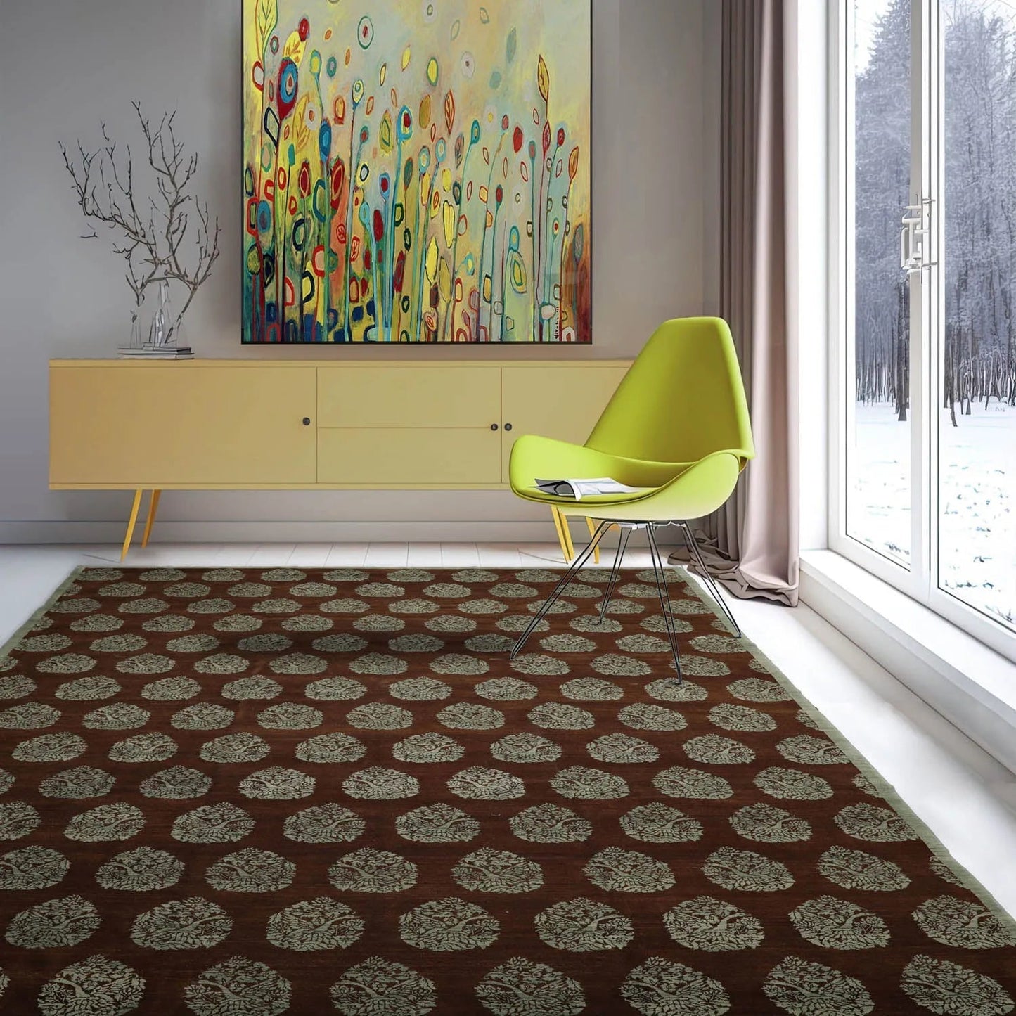 10x14 Brown, Aqua Hand Knotted Tibetan 100% Wool Michaelian & Kohlberg Transitional Oriental Area Rug-0