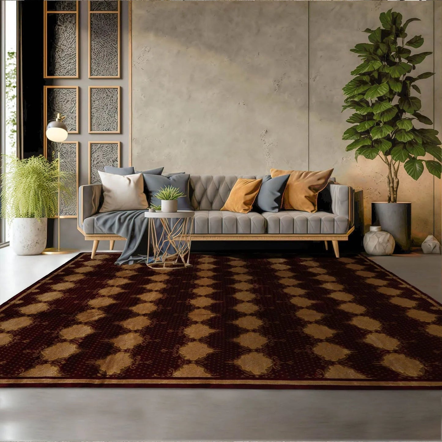 9x12 Burgundy, Beige Hand Knotted Savonnerie 100% Wool Traditional Oriental Area Rug-0
