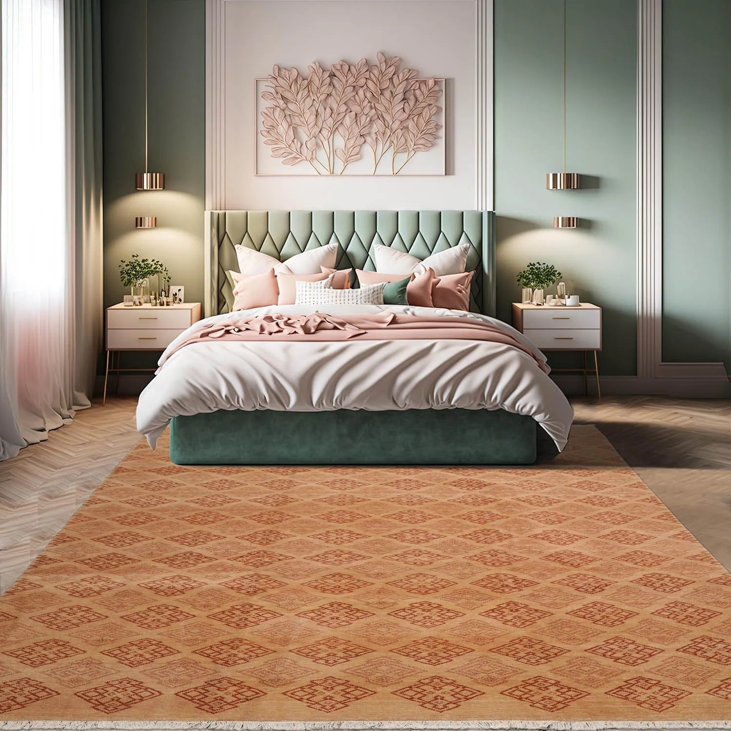 8x10 Tan, Caramel Hand Knotted Tibetan 100% Wool Michaelian & Kohlberg Transitional Oriental Area Rug-0