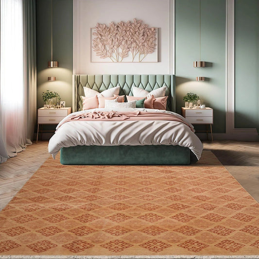 8x10 Tan, Caramel Hand Knotted Tibetan 100% Wool Michaelian & Kohlberg Transitional Oriental Area Rug-0