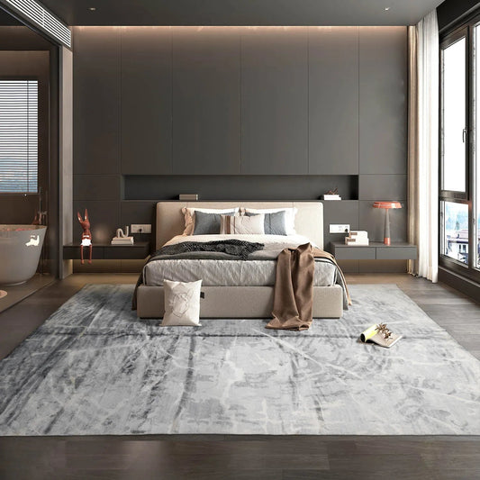 9x12 Gray Hand Knotted Tibetan Bamboo Silk Designer Modern & Contemporary Oriental Area Rug-0