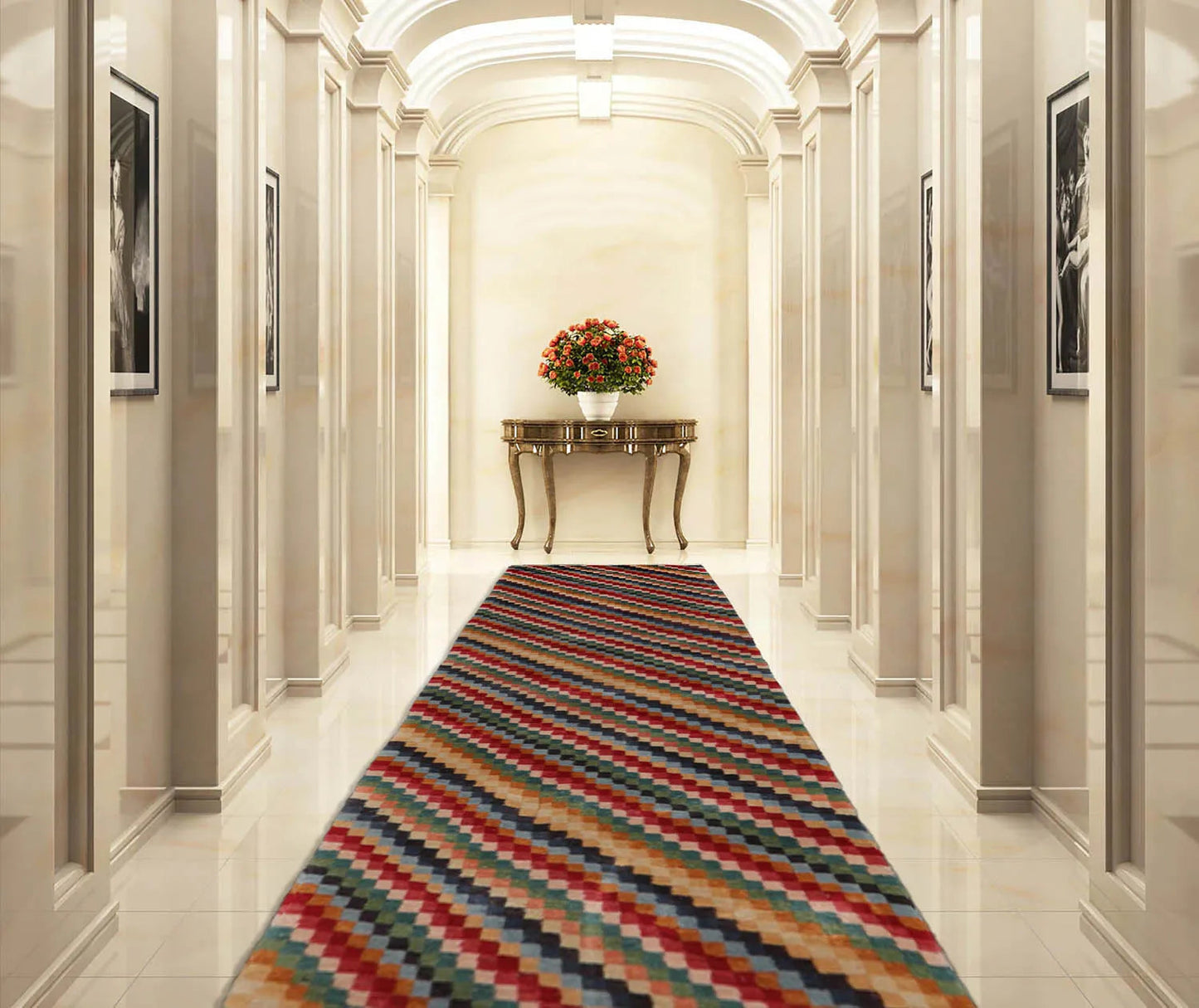 2'9''x12'2'' Runner Red Hand Knotted Tibetan 100% Wool Designer Modern & Contemporary Oriental Area Rug-0