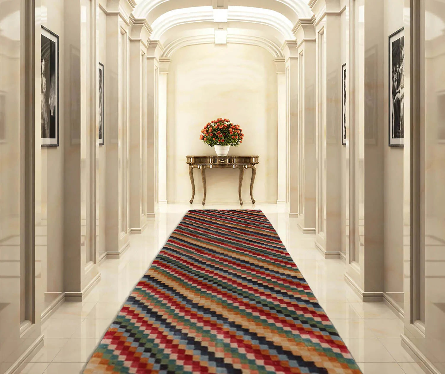 2'9''x12'2'' Runner Red Hand Knotted Tibetan 100% Wool Designer Modern & Contemporary Oriental Area Rug-0