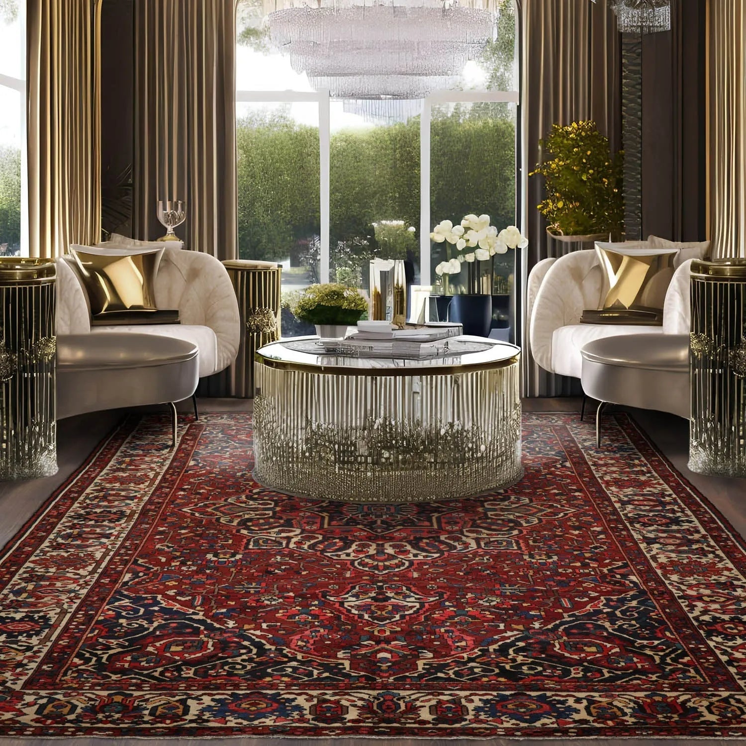 11'4''x16'1'' Palace Rust, Ivory Hand Knotted 100% Wool Bhakhtiari Traditional Oriental Area Rug-0