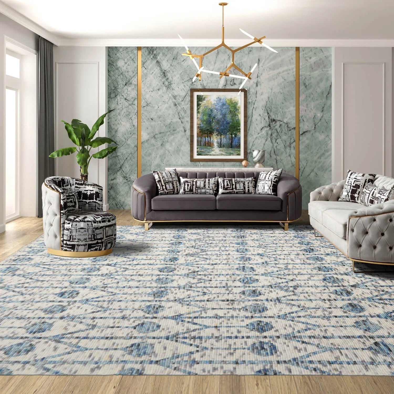 LoomBloom 8x10 White, Gray Hand Knotted Oushak 100% Wool Modern & Contemporary Oriental Area Rug Off-0