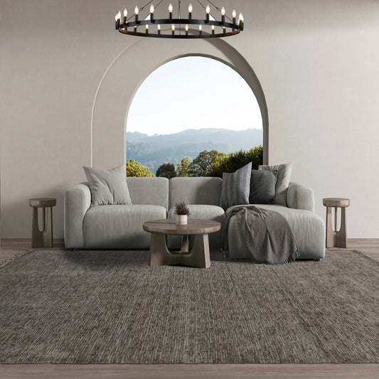 Multi Size Hand Loomed Solid 100% Wool Oriental Area Rug Gray, Tone On Tone Gray Color-0