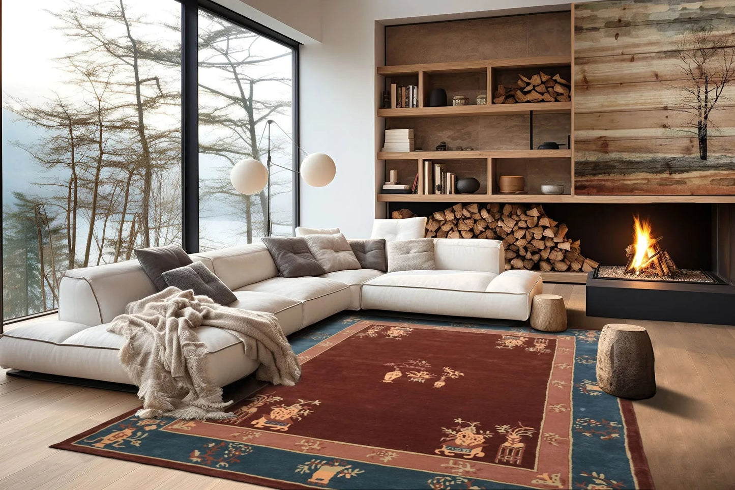 LoomBloom Multi Size Brown Hand Tufted Vase Transitional Chinese Art Deco New Zealand Wool Oriental Area Rug-1