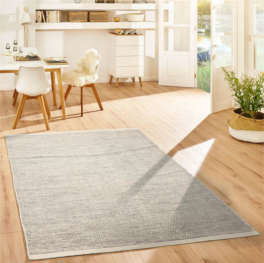 LoomBloom 5x8ft Ivory Handcrafted Designer Kilim Wool Oriental Area Rug-0
