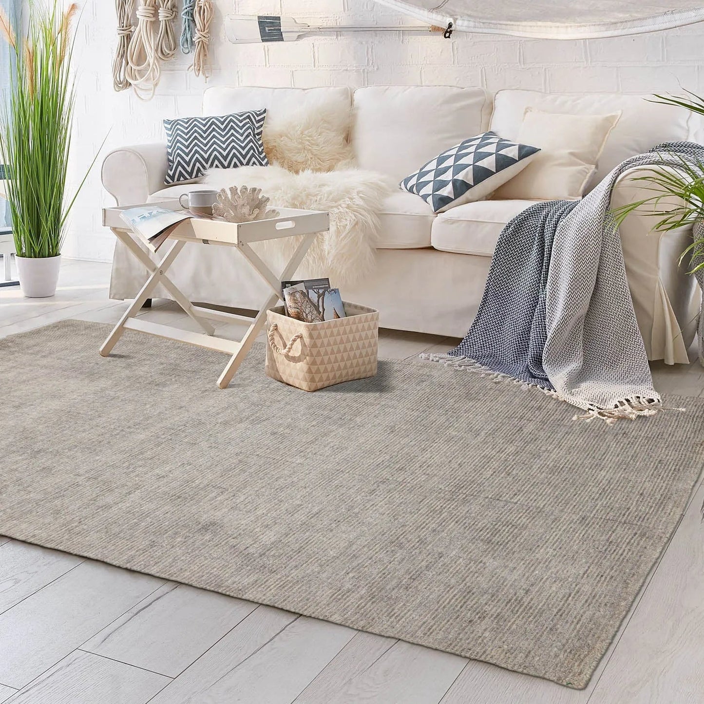 LoomBloom 5x8 Hand Knotted Taupe Oriental Area Rug-0
