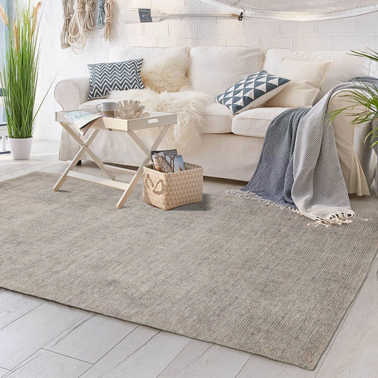 LoomBloom 5x8 Hand Knotted Taupe Oriental Area Rug-0