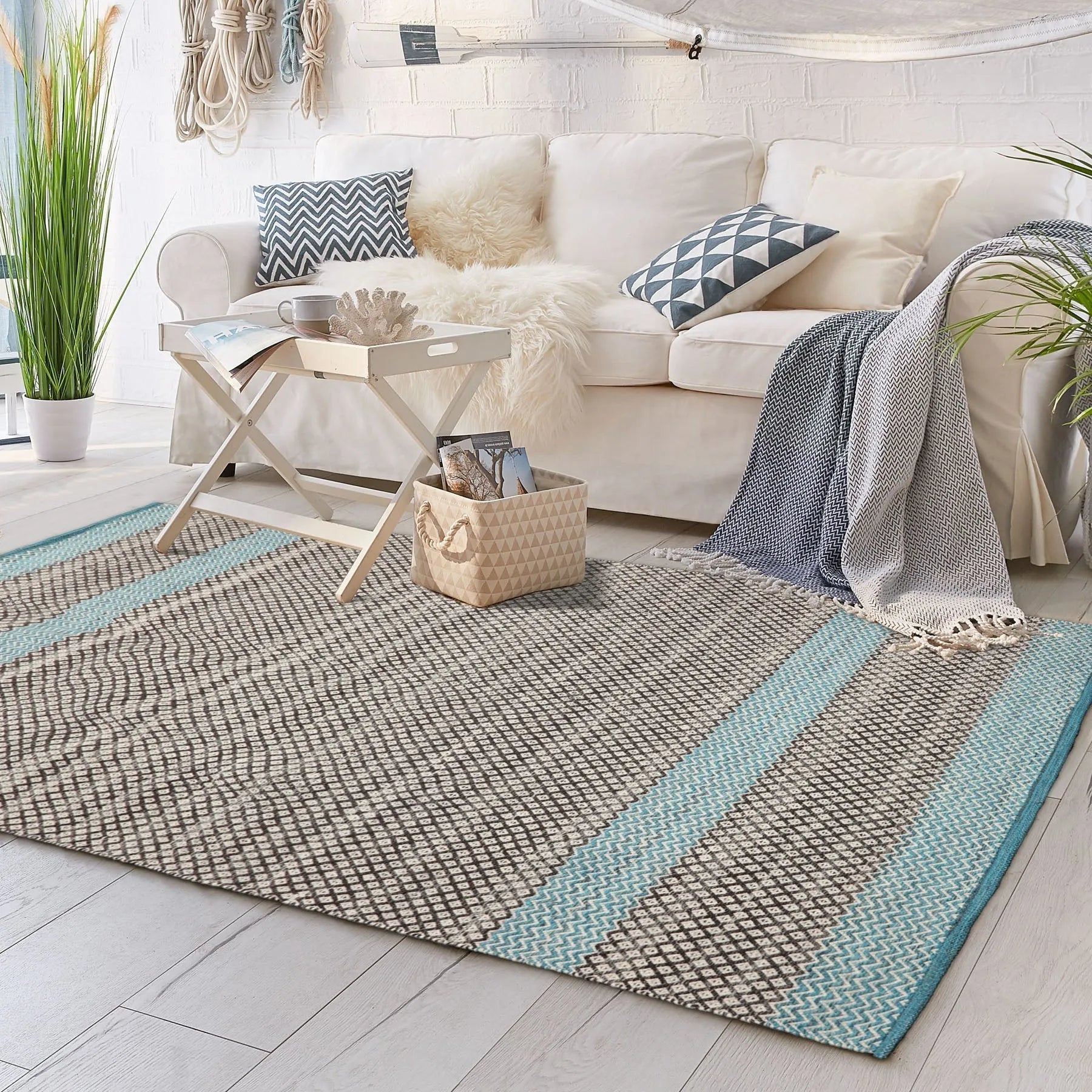 LoomBloom 5x8 Beige Oriental Modern Hand Woven Kilim Wool Area Rug-0