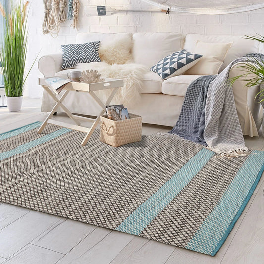 LoomBloom 5x8 Beige Oriental Modern Hand Woven Kilim Wool Area Rug-0