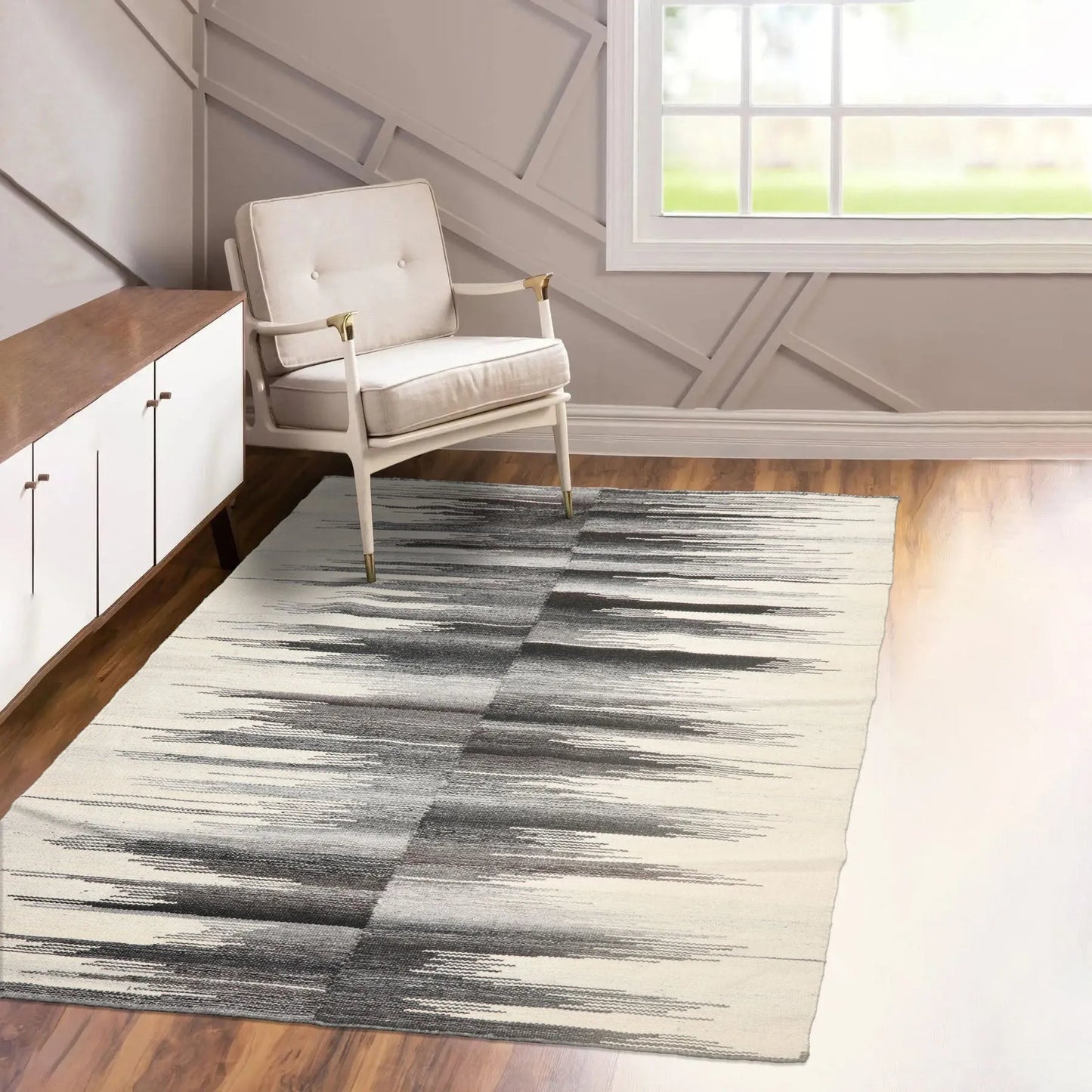 LoomBloom Hand Woven 5x8 Contemporary Ivory Area Rug-0