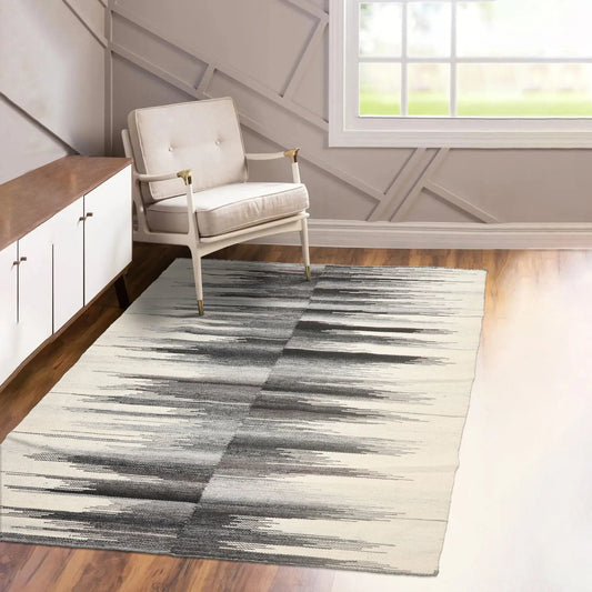 LoomBloom Hand Woven 5x8 Contemporary Ivory Area Rug-0