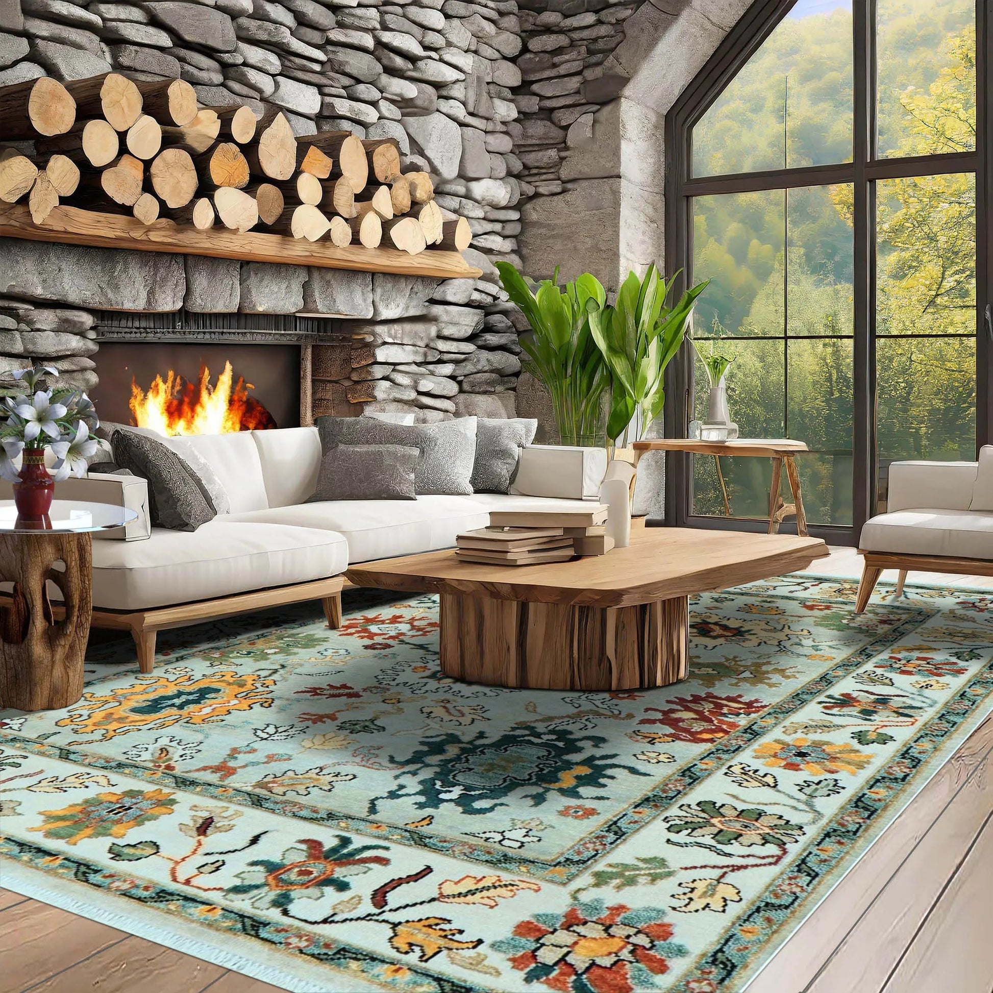 LoomBloom 8x10 Mint Hand Knotted Arts & Crafts Oushak Wool Oriental Area Rug-0