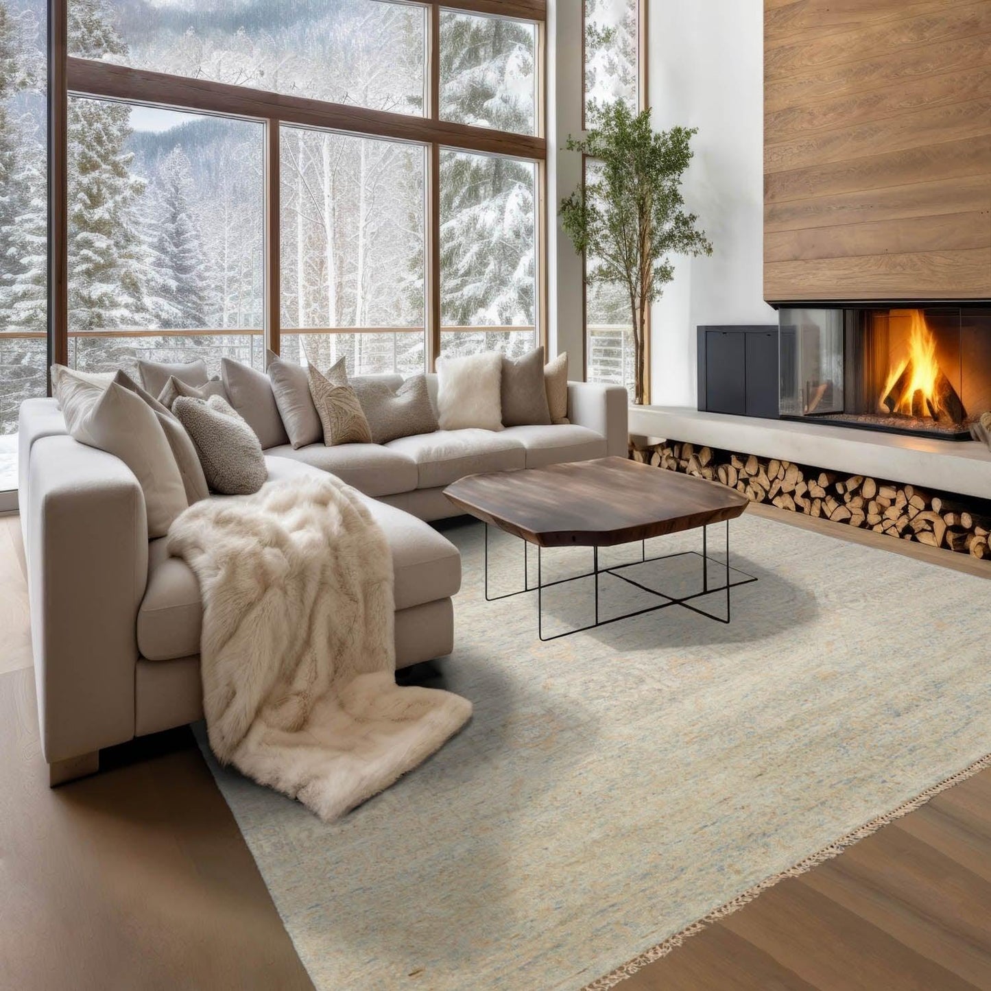 LoomBloom 7'10''x9'10" Gray Hand Knotted Transitional Oushak Wool Oriental Area Rug-0