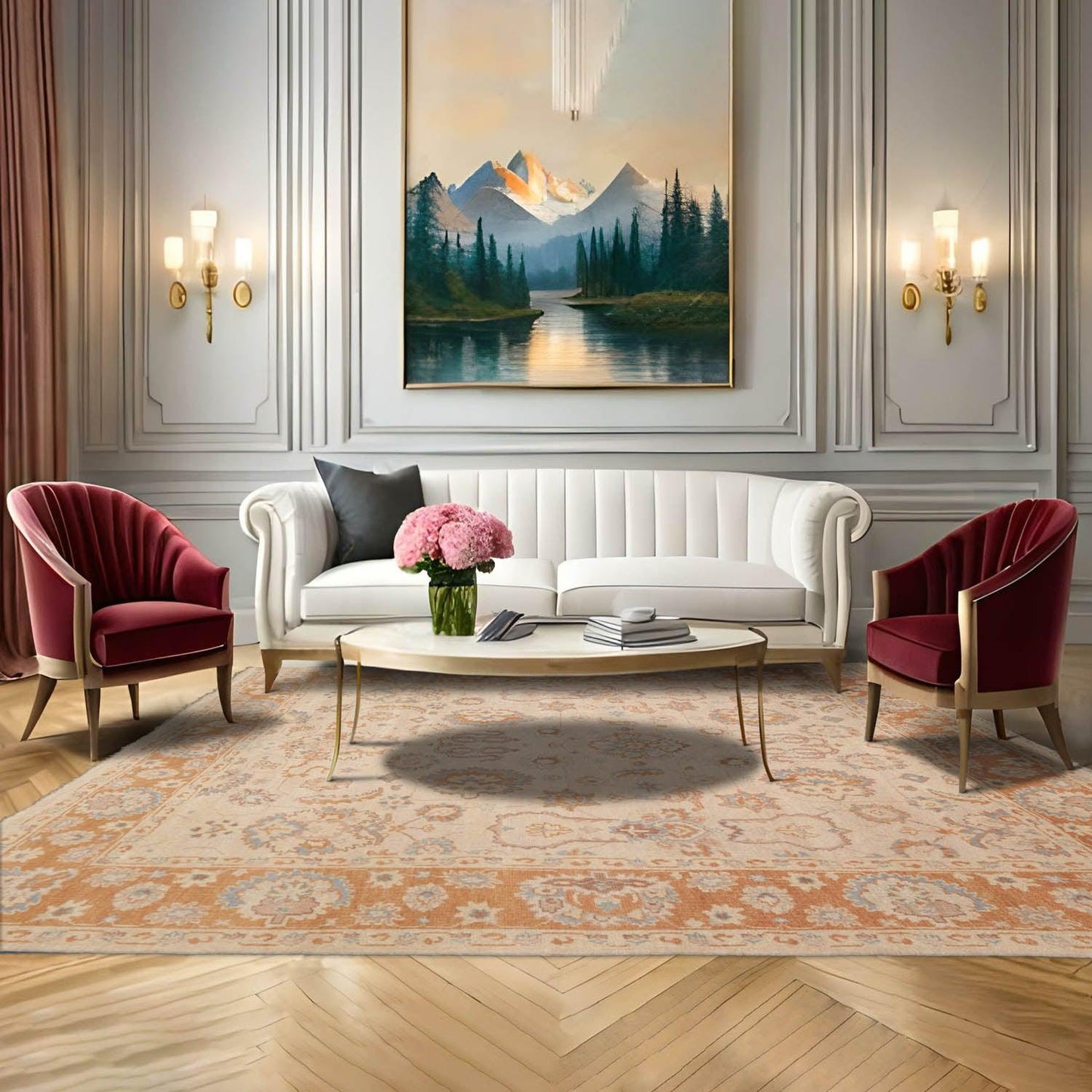 LoomBloom 8'2''x9'9" Tan Hand Knotted Traditional Oushak Wool Oriental Area Rug-0