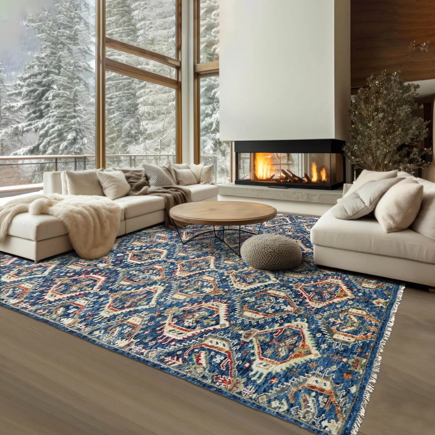 8x10 LoomBloom Navy Hand Knotted Transitional Wool Turkish Oushak Oriental Rug-0