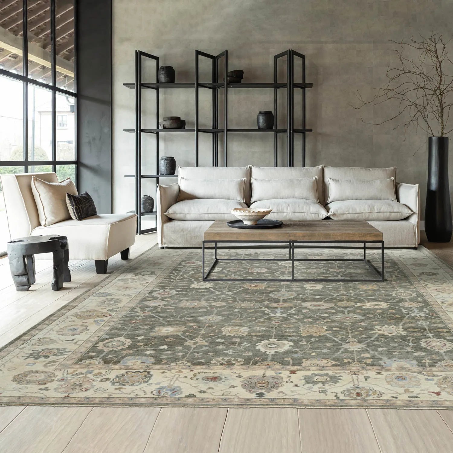 LoomBloom 10x14 Gray Wool Traditional Turkish Oushak Hand Knotted  Oriental Area Rug-0