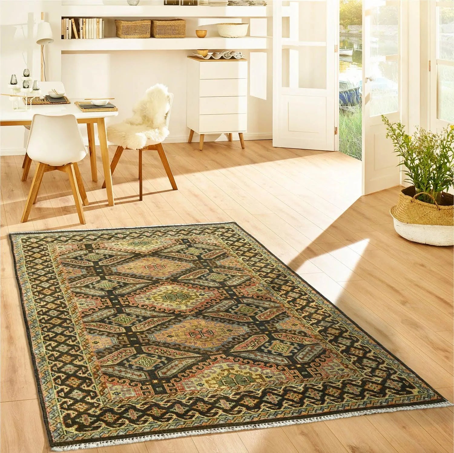 LoomBloom 5' 6'' x8' 8'' Gold Hand Knotted Transitional Oushak Wool Oriental Area Rug-0