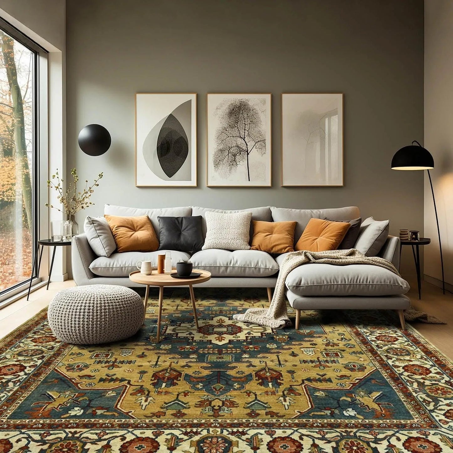 LoomBloom 7'9'' x9'10'' Gold Hand Knotted Traditional Oushak Wool Oriental Area Rug-0