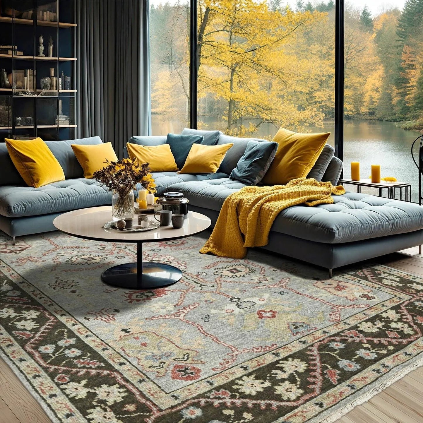 Multi Size Moss Hand Knotted Traditional Oushak Wool Oriental Area Rug-1