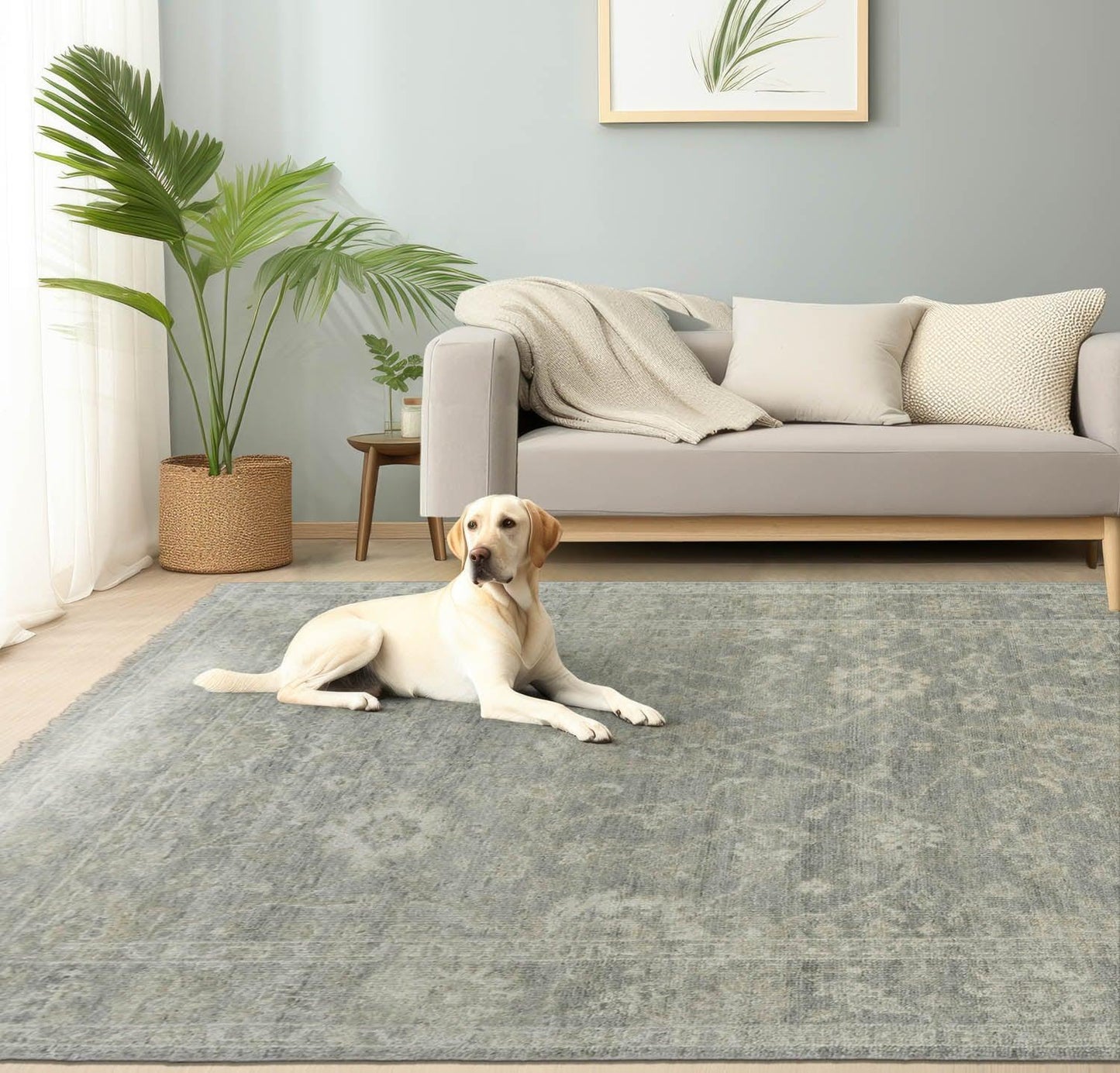 LoomBloom 7'4''x9'9" Moss Hand Knotted Traditional Oushak Wool Oriental Area Rug-0