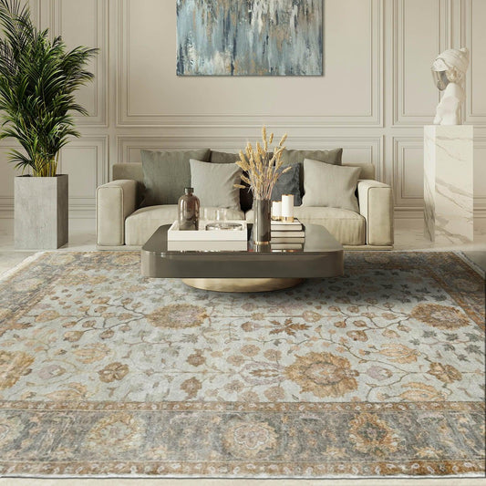 LoomBloom 6'1''x8'10" Gray Hand Knotted Traditional Oushak Wool Oriental Area Rug-0