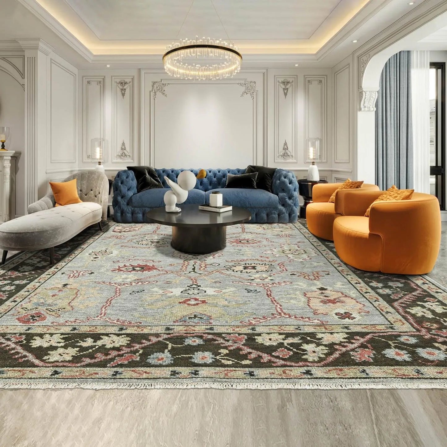 Multi Size Moss Hand Knotted Traditional Oushak Wool Oriental Area Rug-0