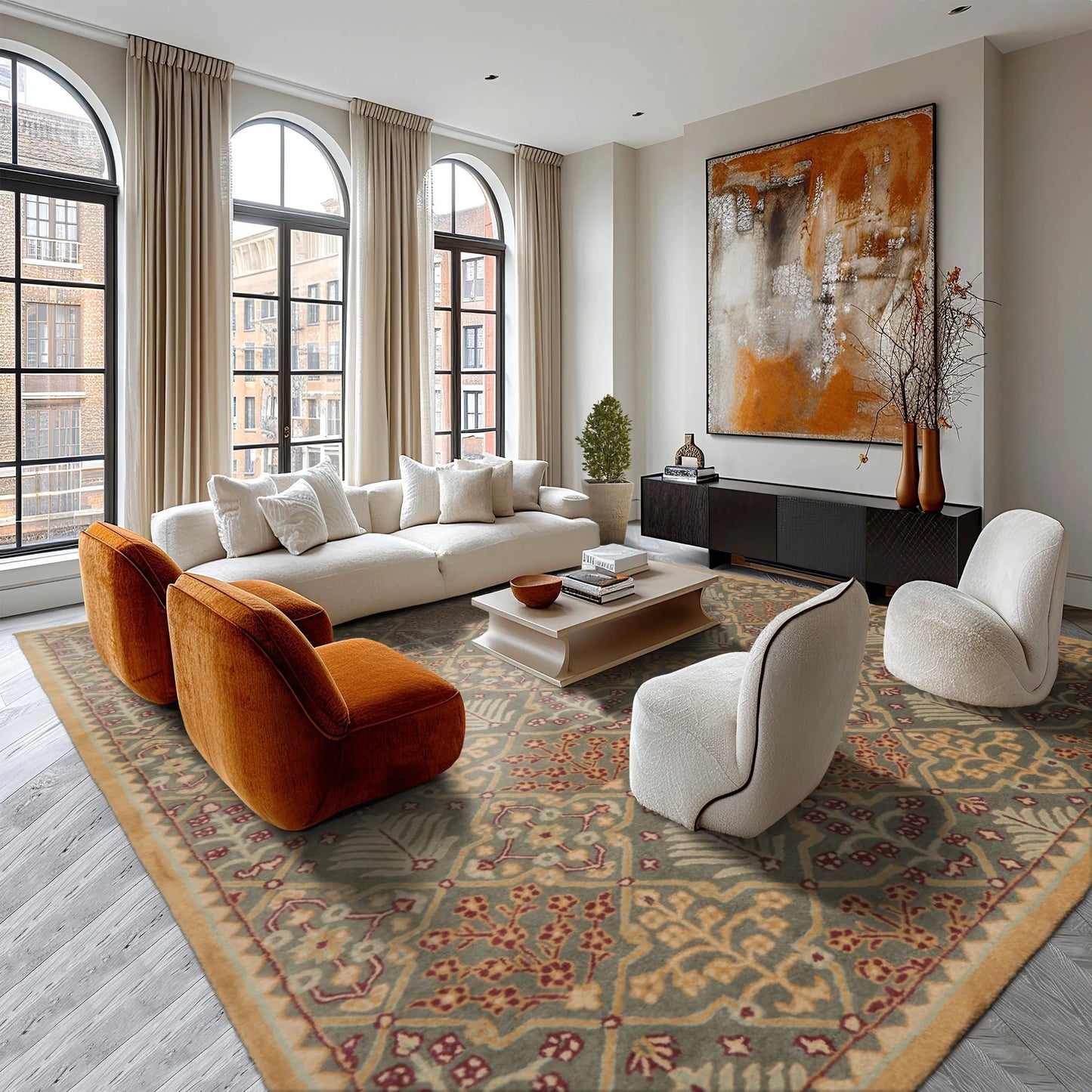 LoomBloom Multi Size Celadon Hand Tufted Traditional 100% Wool Oriental Area Rug-1