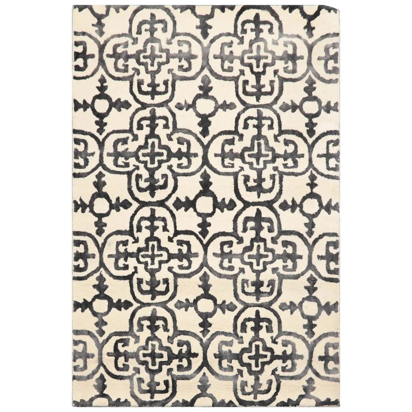 LoomBloom Multi Sizes Ivory Transitional Boho Hand Tufted Geometric Wool Oriental Area Rug-2