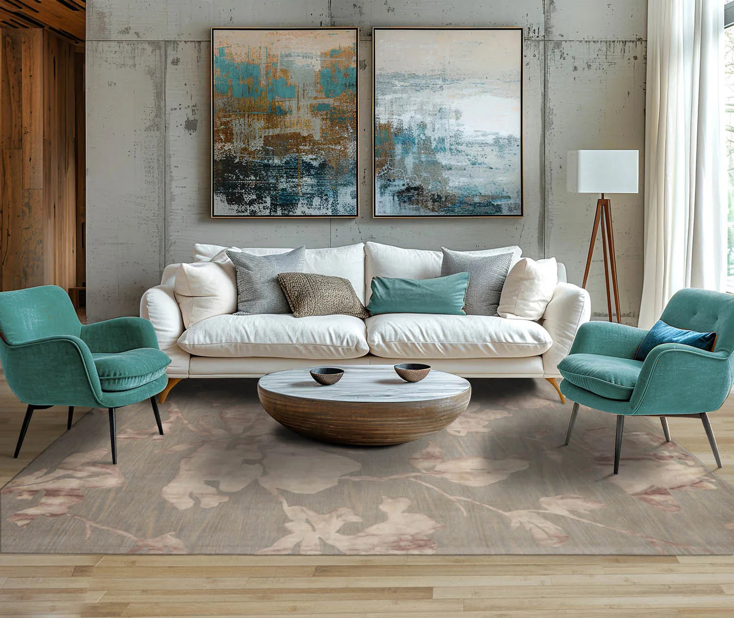 LoomBloom Multi Sizes Gray Contemporary Botanical Hand Tufted Floral Wool Oriental Area Rug-3