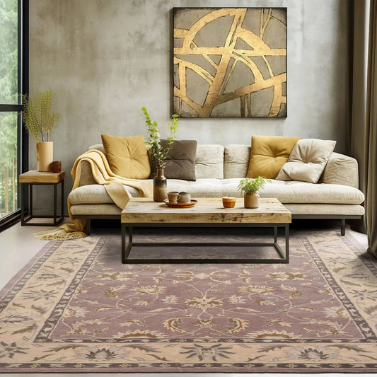 LoomBloom Multi Size Aubergine Hand Tufted Traditional Abstract Wool Oriental Area Rug-0