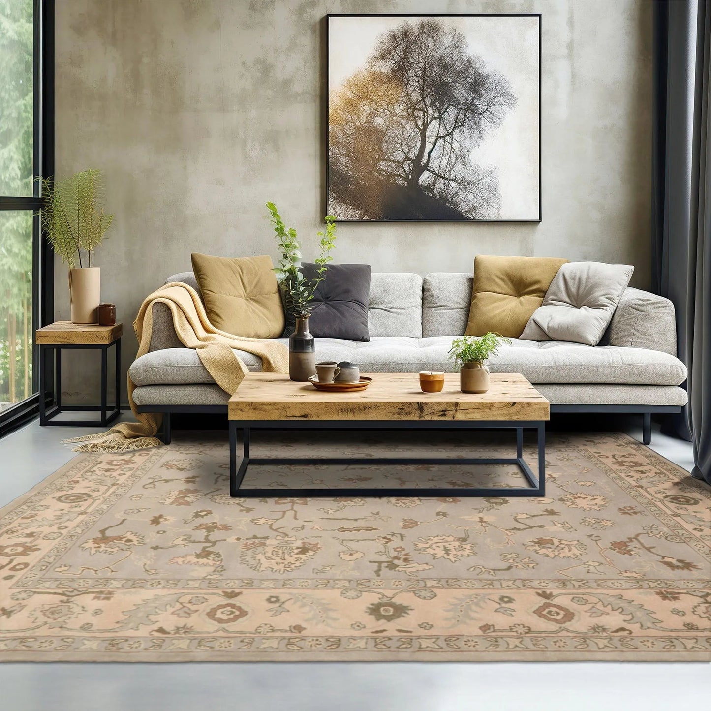 LoomBloom Multi Size Taupe Hand Tufted Traditional Abstract Wool Oriental Area Rug-0