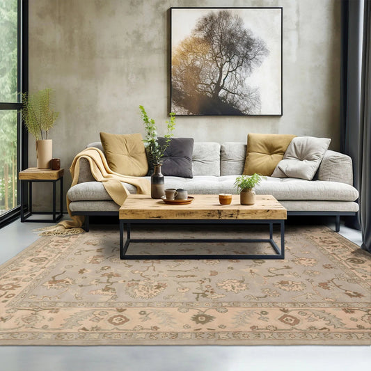 LoomBloom Multi Size Taupe Hand Tufted Traditional Abstract Wool Oriental Area Rug-0