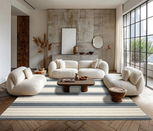 LoomBloom Multi Size Slate Hand Tufted Contemporary Striped Wool Oriental Area Rug-0