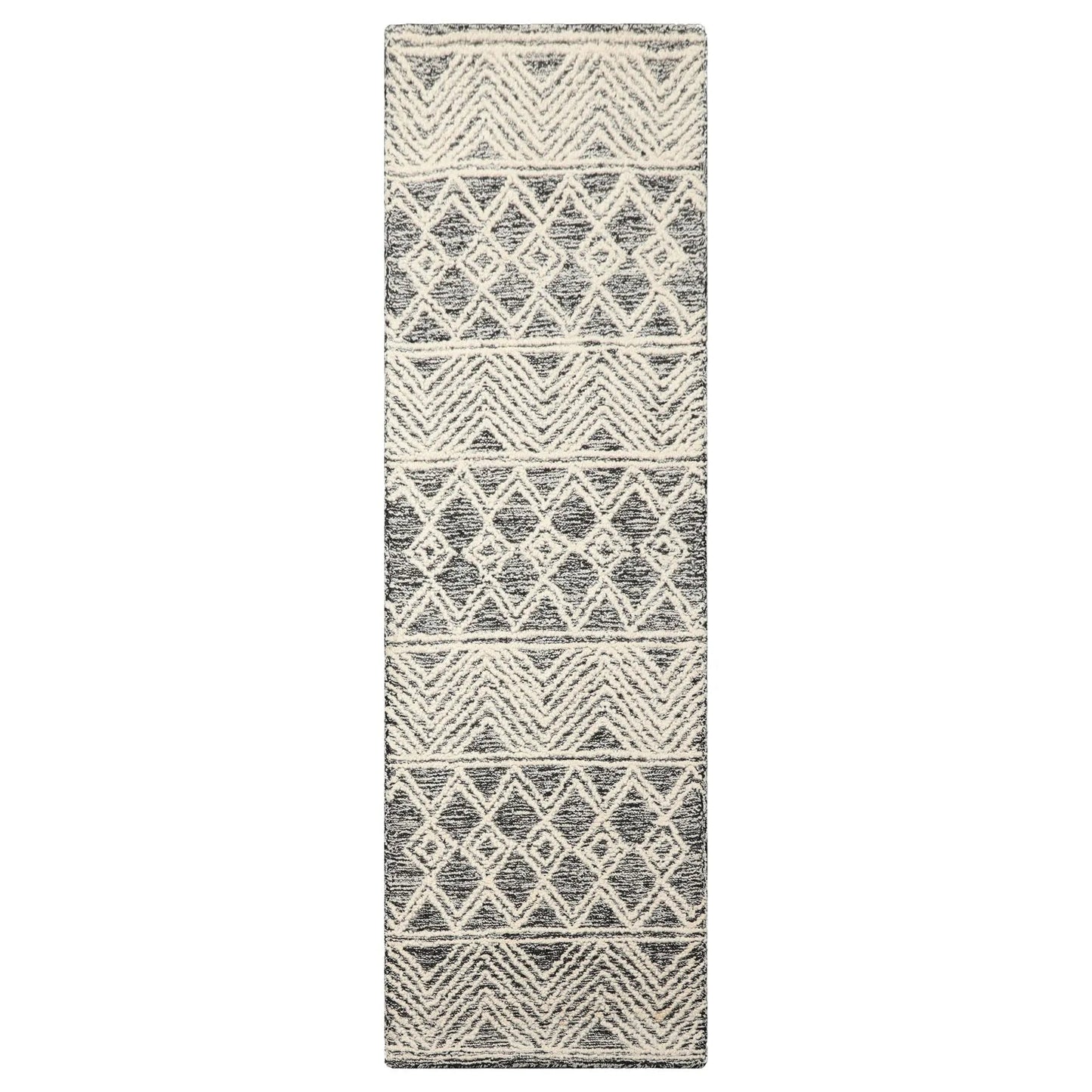 LoomBloom Multi Size Black Hand Tufted Transitional Geometric Wool Oriental Area Rug-4