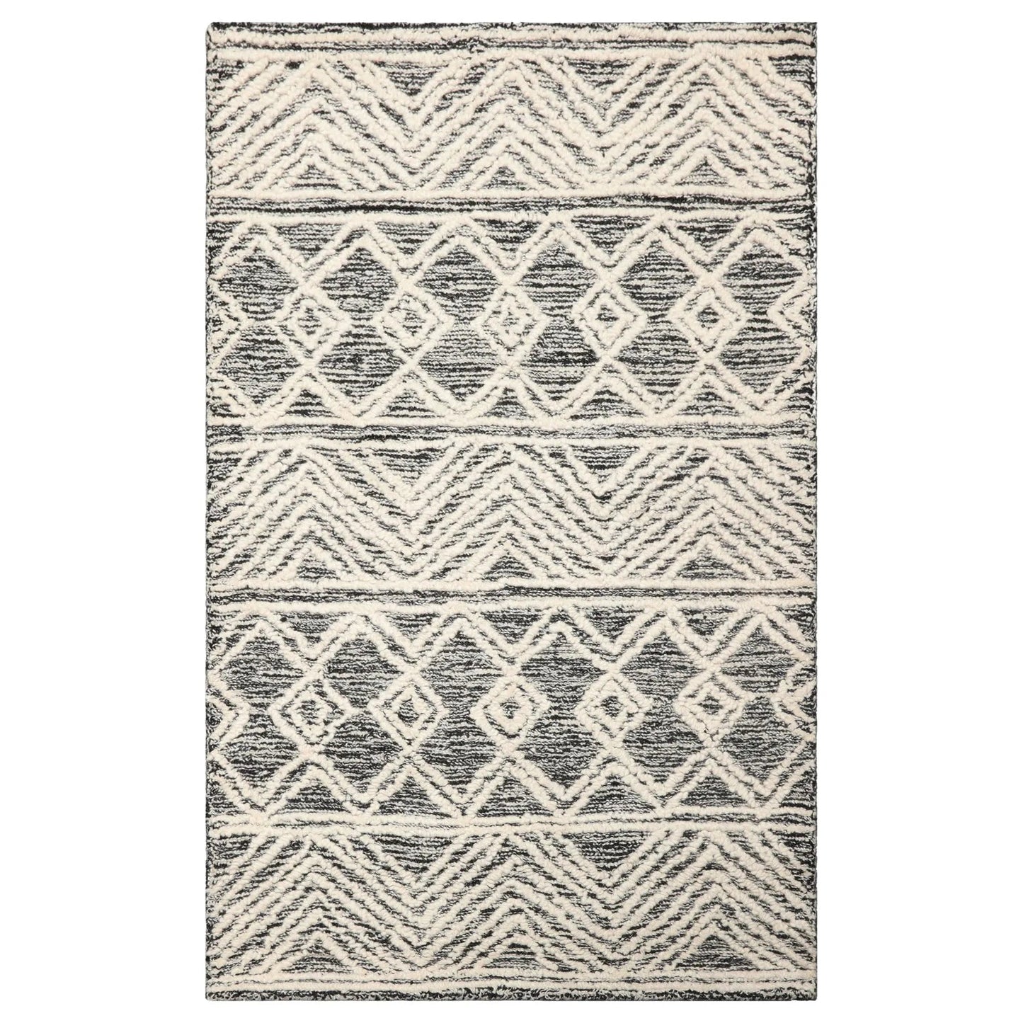 LoomBloom Multi Size Black Hand Tufted Transitional Geometric Wool Oriental Area Rug-5