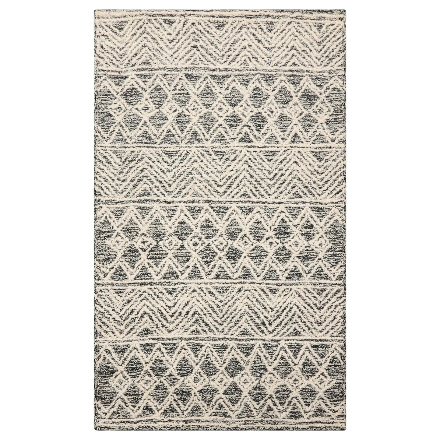 LoomBloom Multi Size Black Hand Tufted Transitional Geometric Wool Oriental Area Rug-6