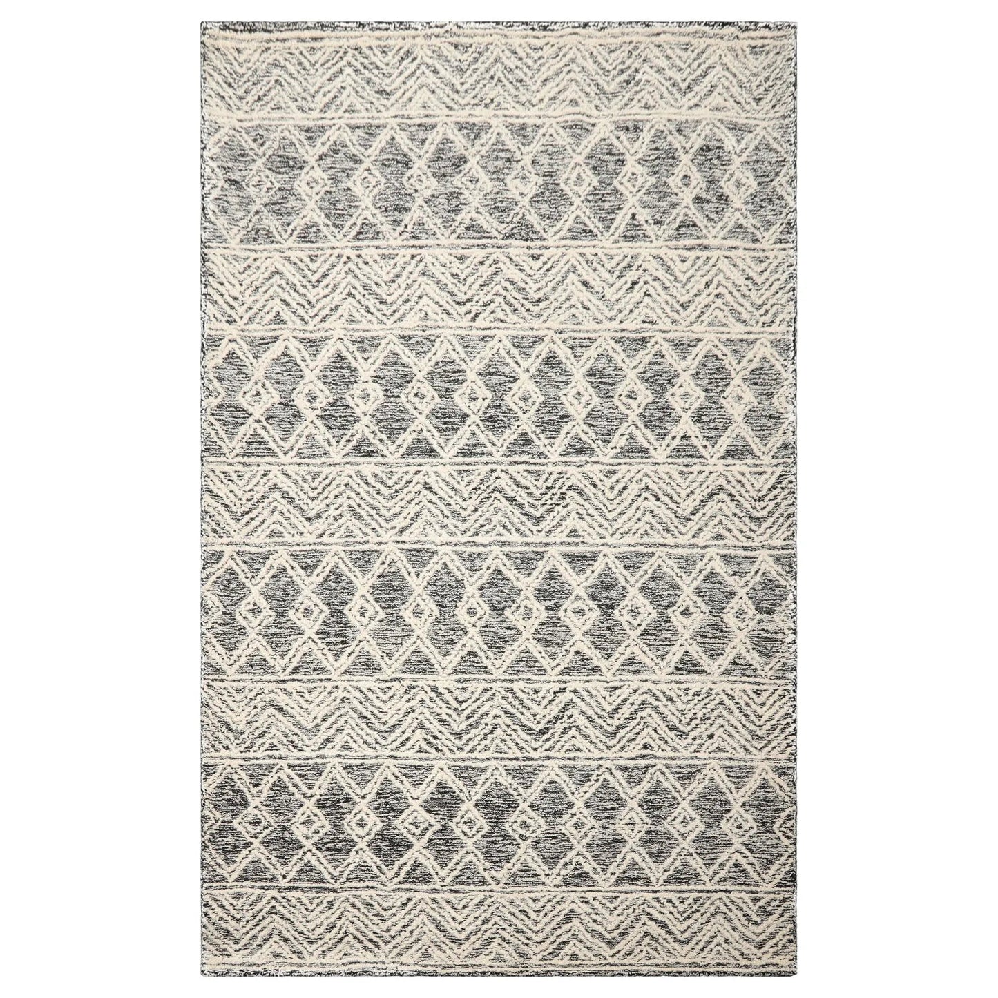 LoomBloom Multi Size Black Hand Tufted Transitional Geometric Wool Oriental Area Rug-9