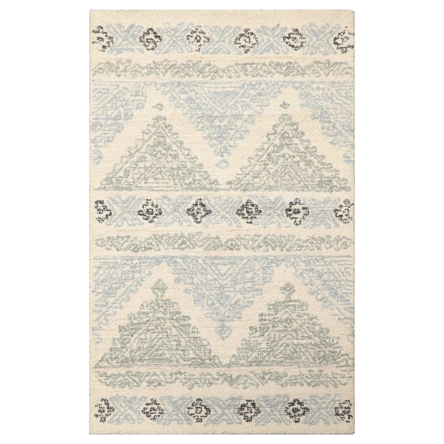 LoomBloom Multi Size Ivory Hand Tufted Transitional Geometric Wool Oriental Area Rug-1