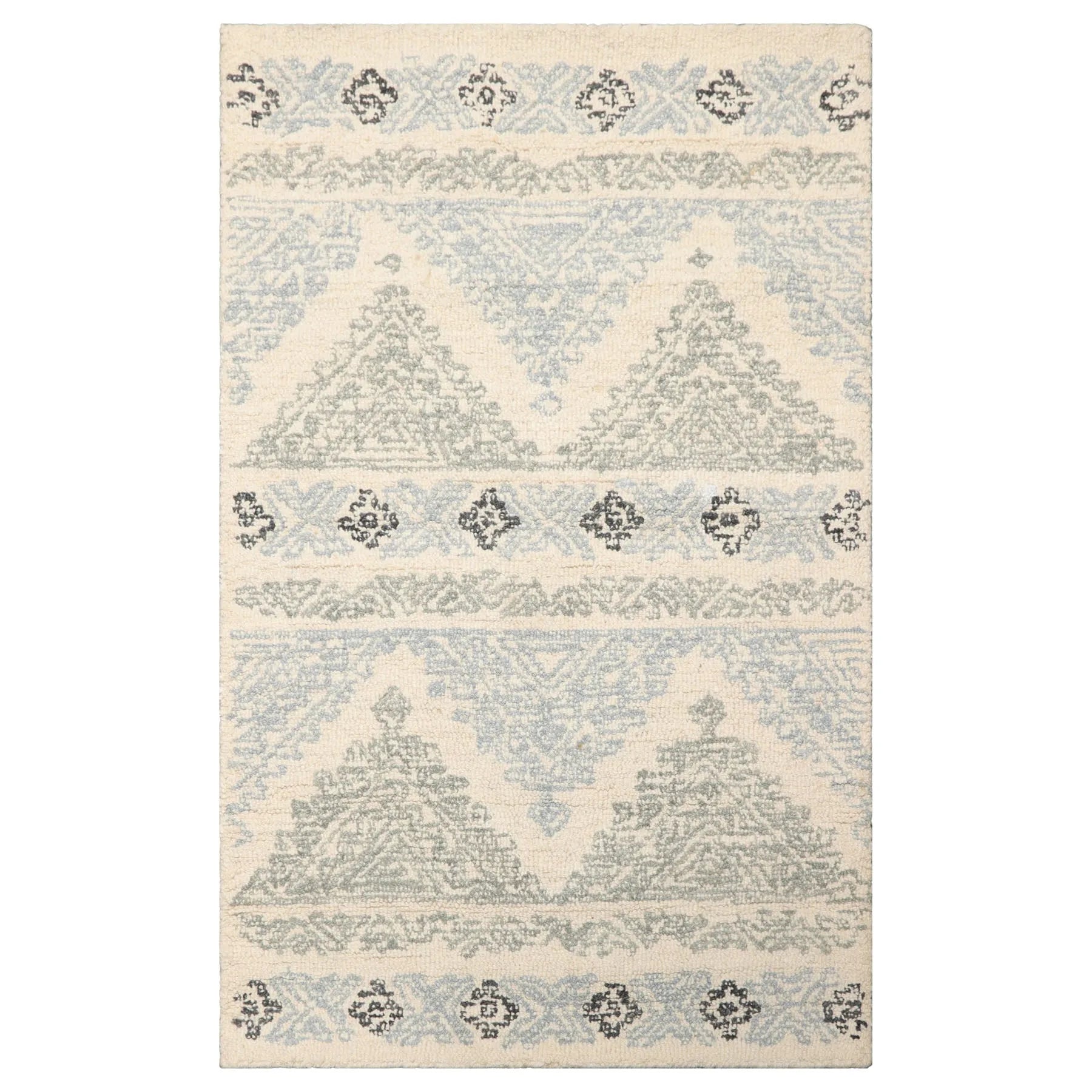 LoomBloom Multi Size Ivory Hand Tufted Transitional Geometric Wool Oriental Area Rug-1