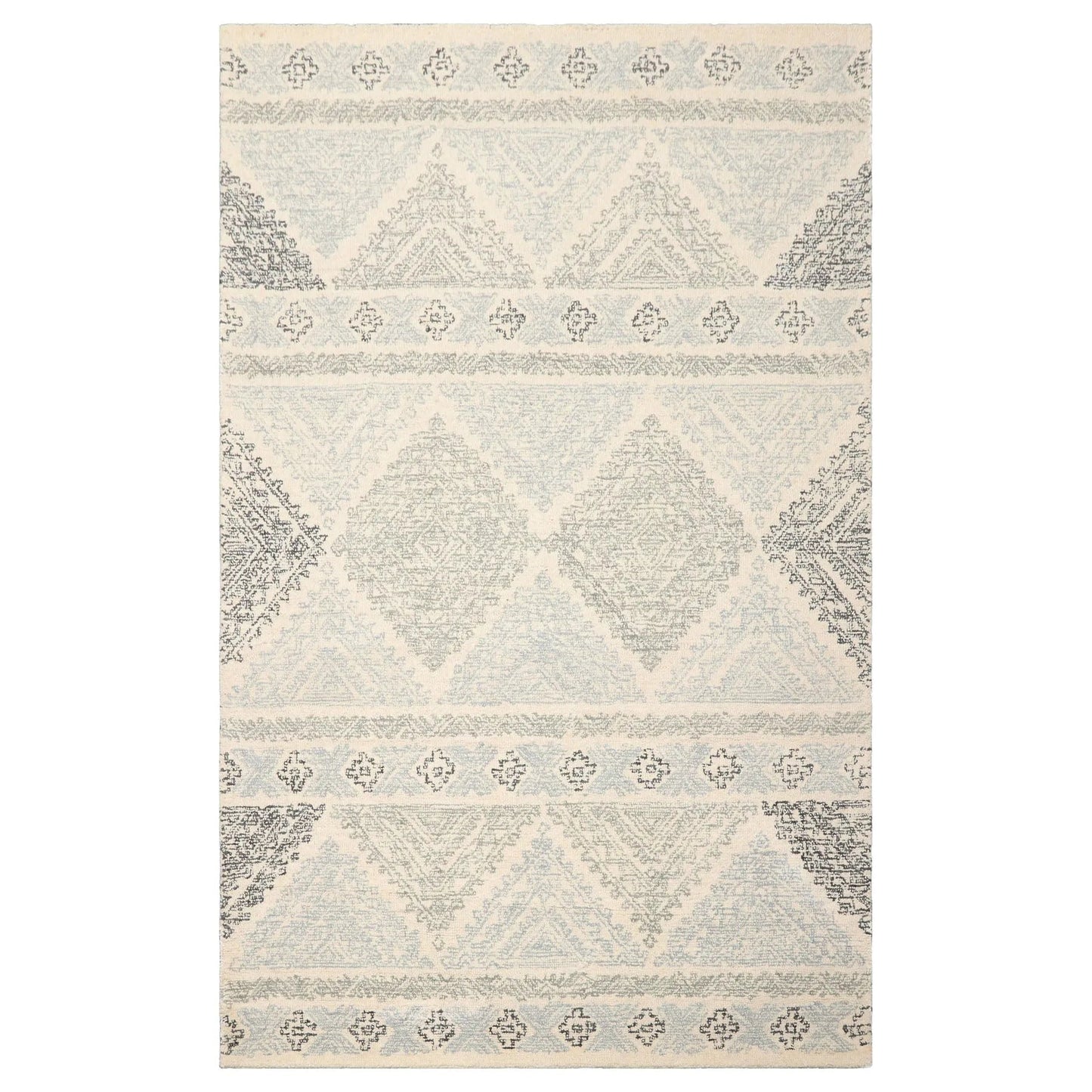 LoomBloom Multi Size Ivory Hand Tufted Transitional Geometric Wool Oriental Area Rug-2