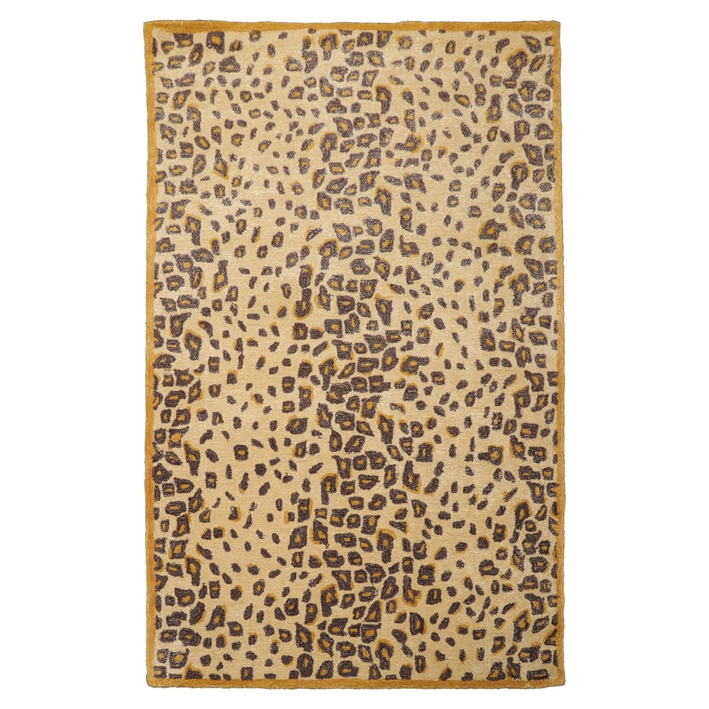 LoomBloom Multi Size Warm Beige Hand Tufted Modern Leopard Print Wool and Bamboo Silk Oriental Area Rug-4
