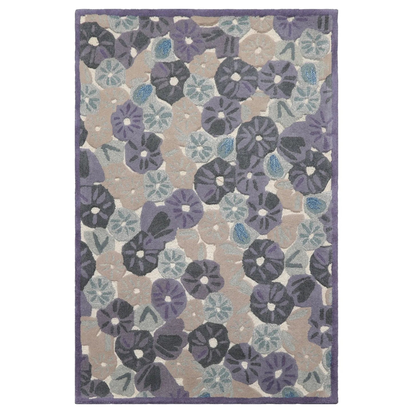 LoomBloom Multi Size Denim Hand Tufted Contemporary Botanical Wool and Faux Silk Oriental Area Rug-3
