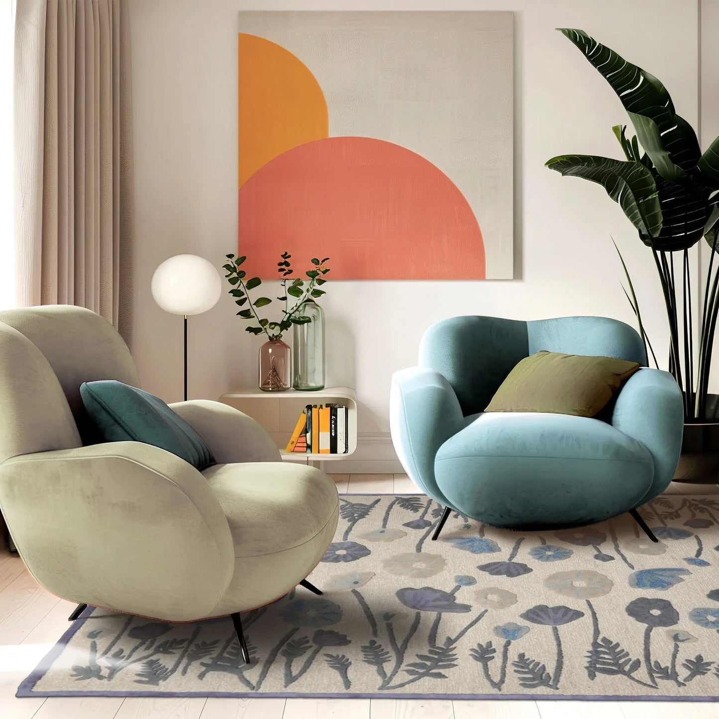 LoomBloom Multi Size Beige Hand Tufted Contemporary Botanical Wool and Silk Oriental Area Rug-0