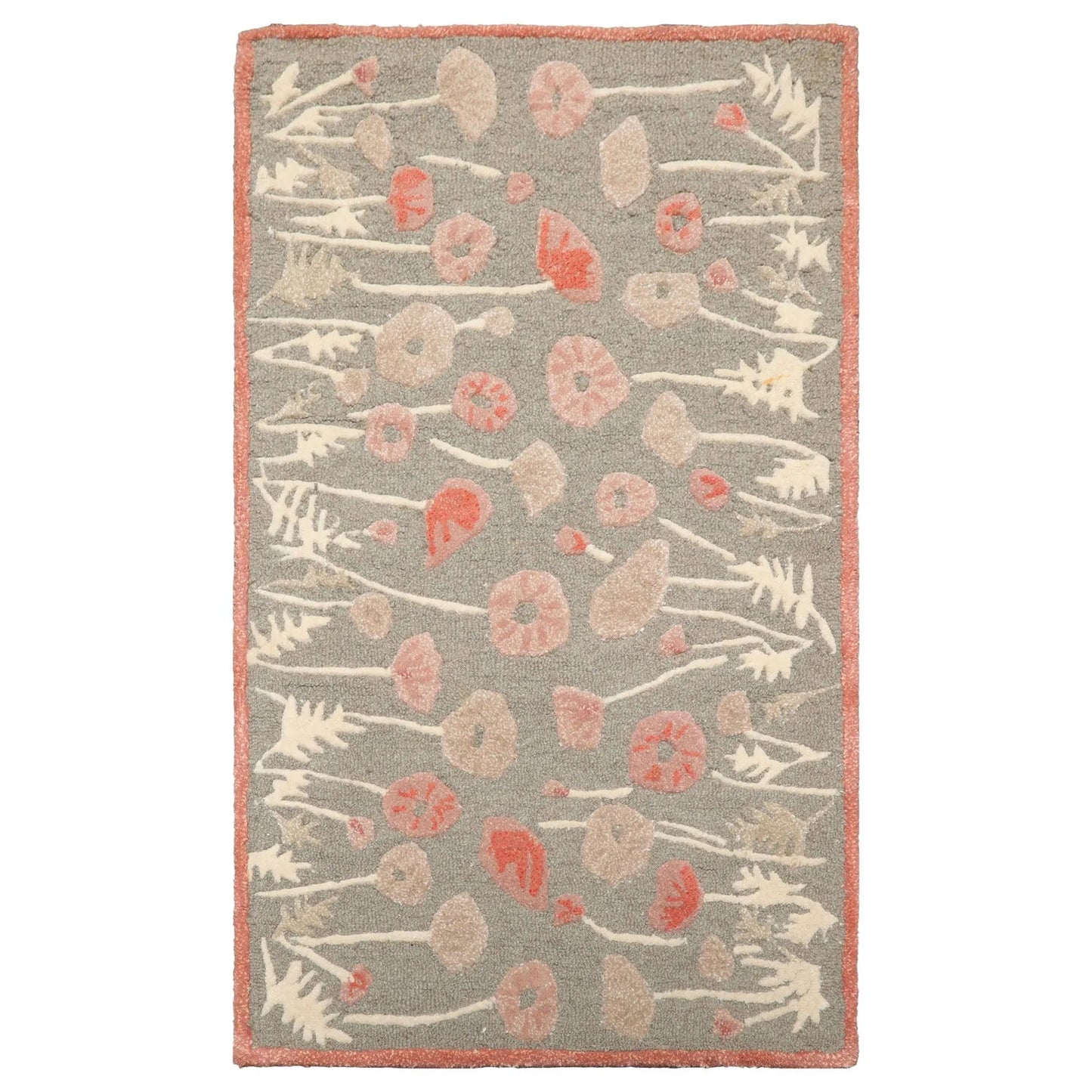 LoomBloom Multi Size Gray Beige Hand Tufted Contemporary Floral Wool and Faux Silk Oriental Area Rug-1